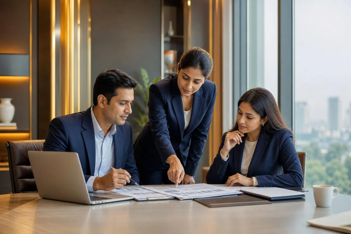 A S Enterprises advisory team collaborating in a modern Mangalore office