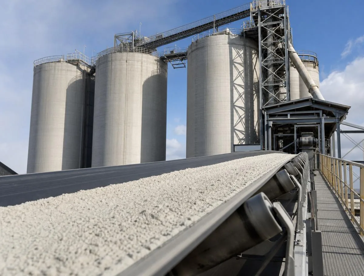 GGBS ground granulated blast furnace slag stored in cement additive plant silos